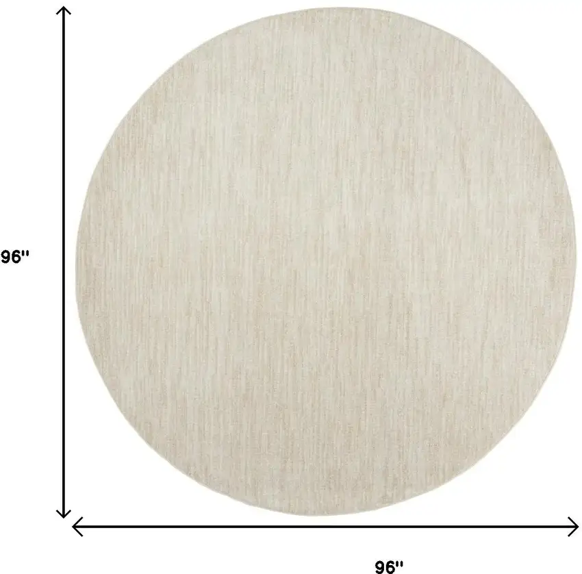 Beige And Ivory Round Indoor Outdoor Area Rug Photo 7