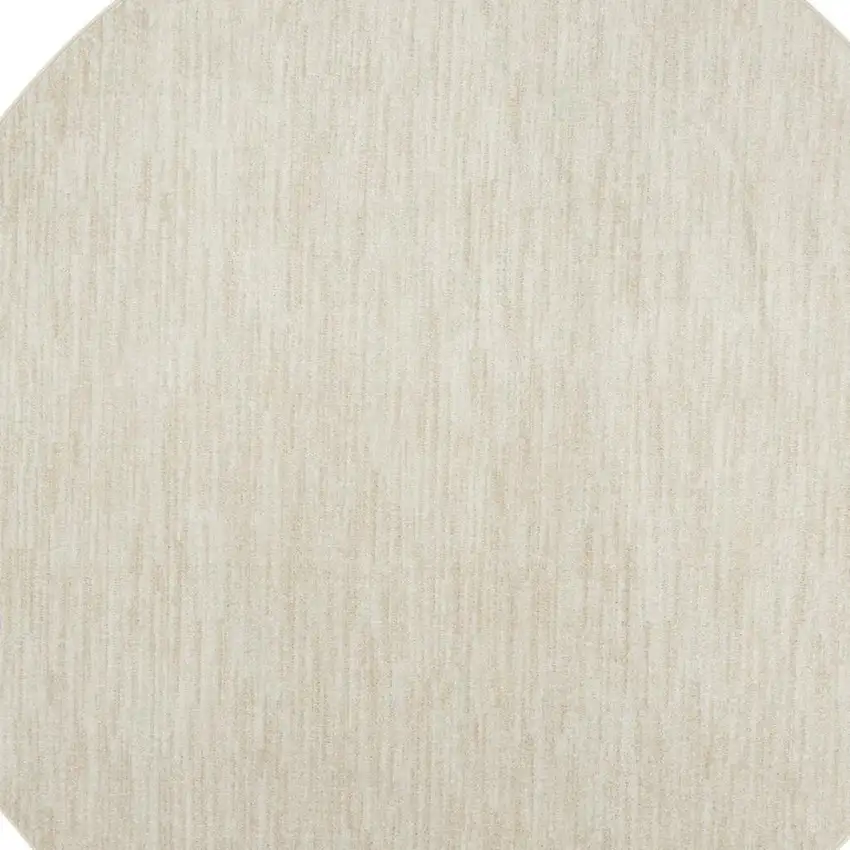 Beige And Ivory Round Indoor Outdoor Area Rug Photo 6