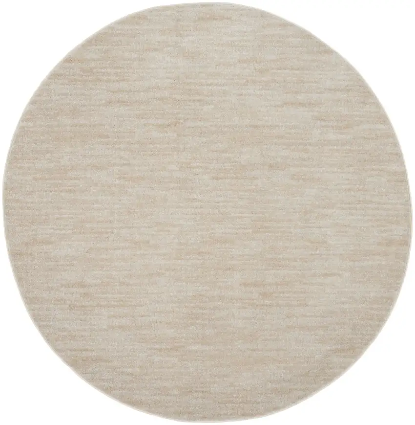 Ivory And Beige Round Non Skid Indoor Outdoor Area Rug Photo 1