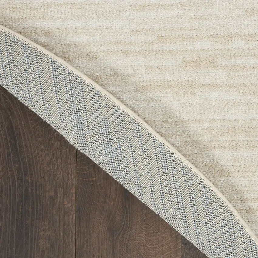 Beige And Ivory Round Indoor Outdoor Area Rug Photo 6
