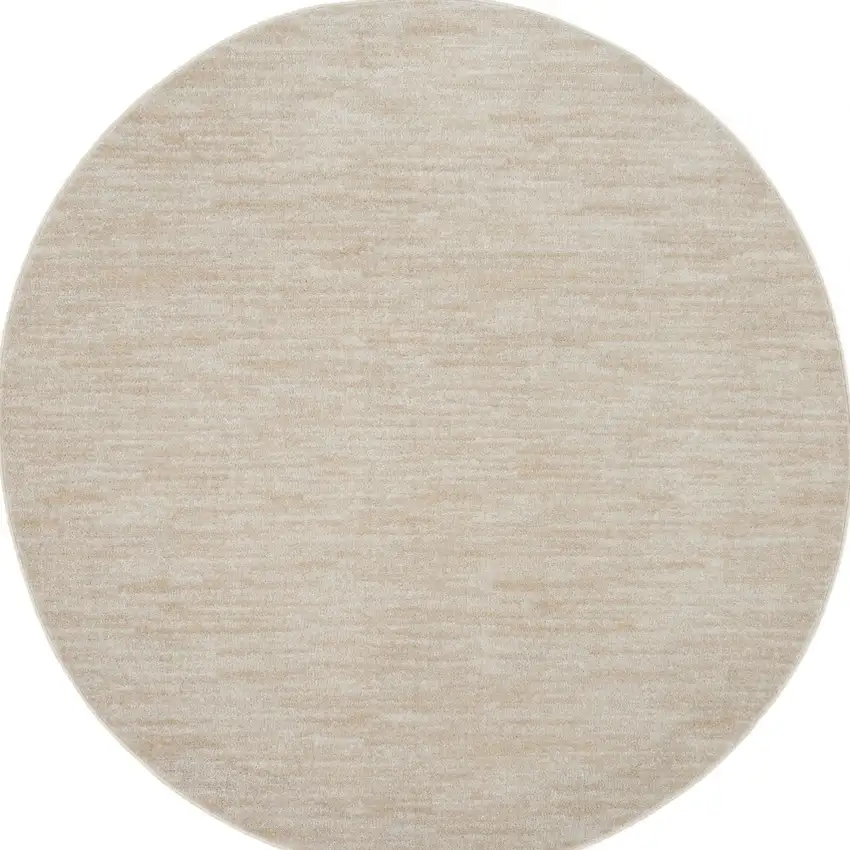 Ivory And Beige Round Non Skid Indoor Outdoor Area Rug Photo 4