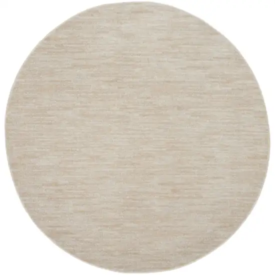 Beige And Ivory Round Indoor Outdoor Area Rug Photo 3
