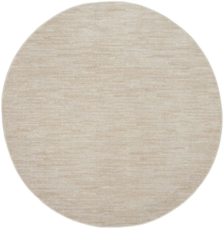 Beige And Ivory Round Indoor Outdoor Area Rug Photo 3