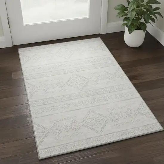 Ivory And Beige Southwestern Washable Area Rug With UV Protection Photo 2