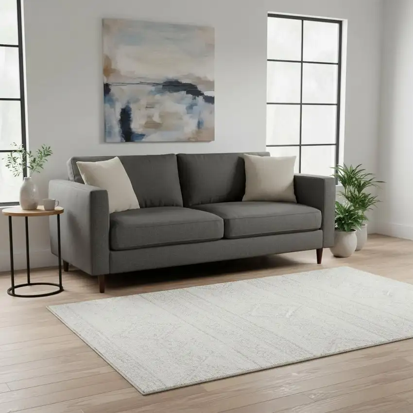 Ivory And Beige Southwestern Washable Area Rug With UV Protection Photo 2