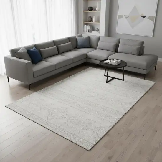 Ivory And Beige Southwestern Washable Area Rug With UV Protection Photo 2