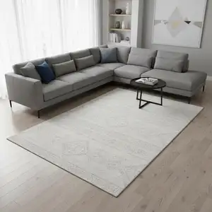 Photo of Ivory And Beige Southwestern Washable Area Rug With UV Protection