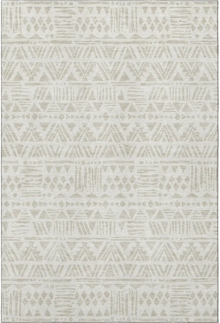 Ivory And Beige Southwestern Washable Area Rug With UV Protection Photo 4