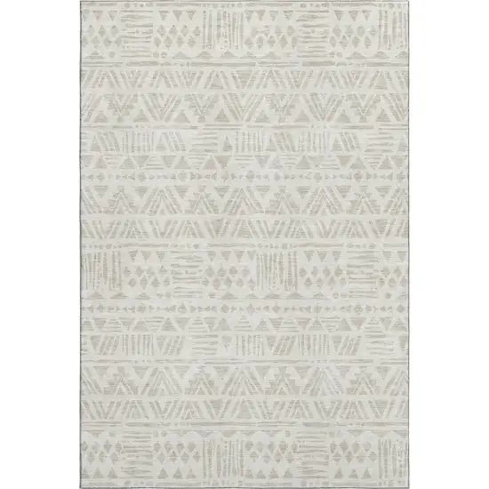 Ivory And Beige Southwestern Washable Area Rug With UV Protection Photo 1
