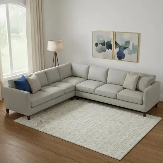 Ivory And Beige Southwestern Washable Area Rug With UV Protection Photo 1