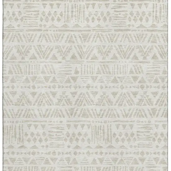 Ivory And Beige Southwestern Washable Area Rug With UV Protection Photo 4