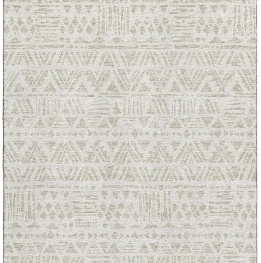 Ivory And Beige Southwestern Washable Area Rug With UV Protection Photo 4