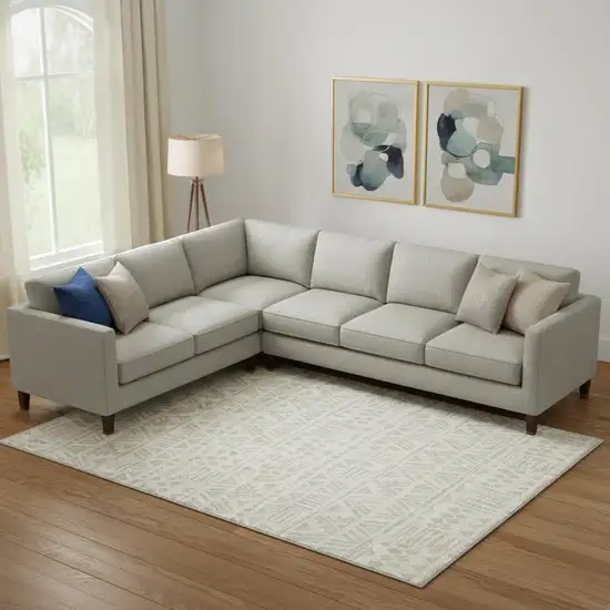 Ivory And Beige Southwestern Washable Area Rug With UV Protection Photo 1