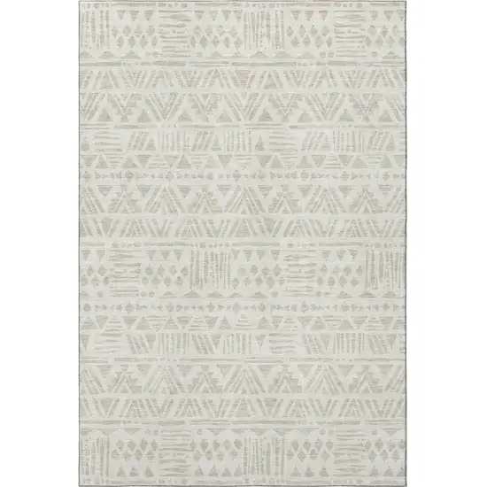 Ivory And Beige Southwestern Washable Area Rug With UV Protection Photo 4