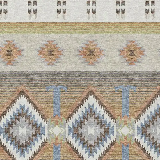 Ivory And Beige Southwestern Washable Indoor Outdoor Area Rug Photo 2