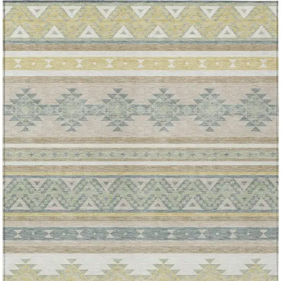 Ivory And Beige Southwestern Washable Indoor Outdoor Area Rug Photo 4