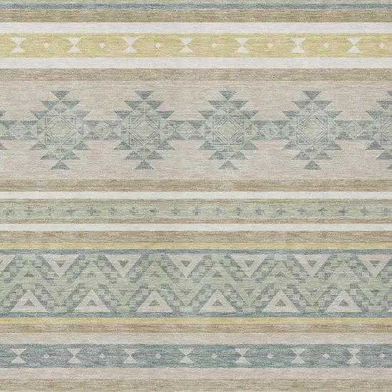 Ivory And Beige Southwestern Washable Indoor Outdoor Area Rug Photo 3