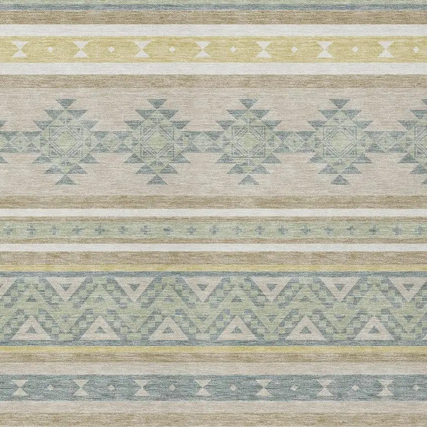 Ivory And Beige Southwestern Washable Indoor Outdoor Area Rug Photo 3