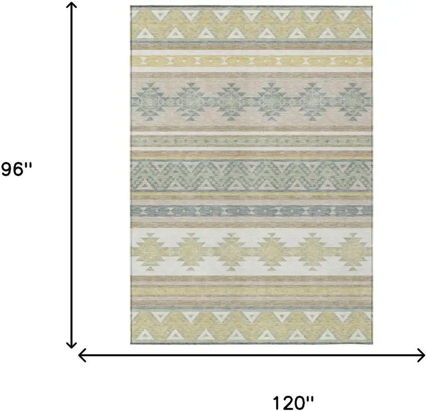 Ivory And Beige Southwestern Washable Indoor Outdoor Area Rug Photo 7