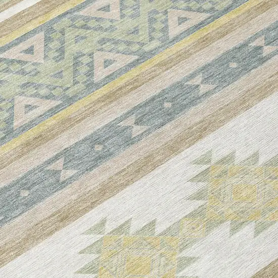 Ivory And Beige Southwestern Washable Indoor Outdoor Area Rug Photo 6
