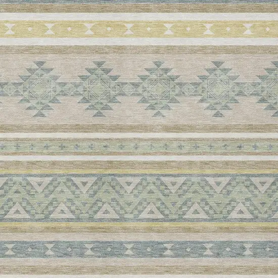 Ivory And Beige Southwestern Washable Indoor Outdoor Area Rug Photo 3
