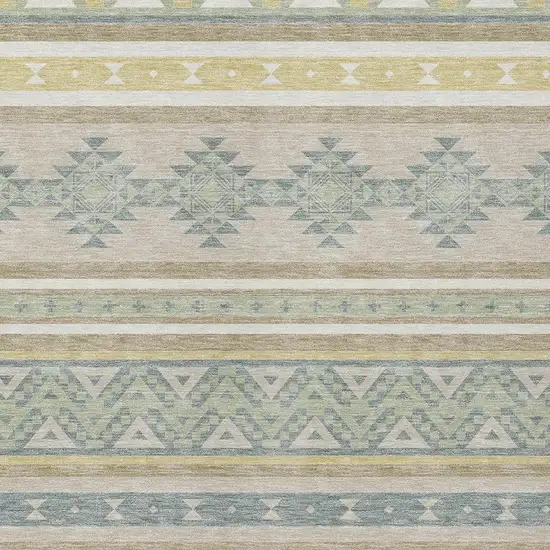 Ivory And Beige Southwestern Washable Indoor Outdoor Area Rug Photo 3
