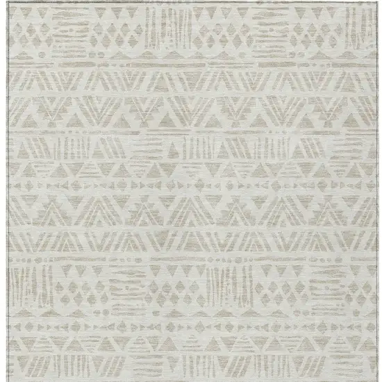 Ivory And Beige Southwestern Washable Indoor Outdoor Area Rug Photo 7