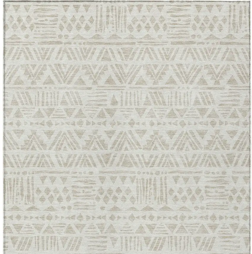 Ivory And Beige Southwestern Washable Indoor Outdoor Area Rug Photo 7