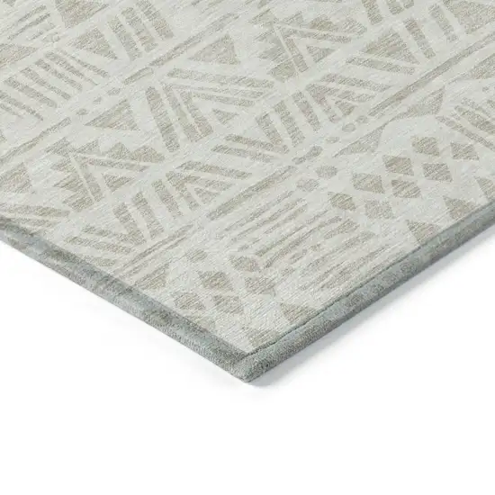 Ivory And Beige Southwestern Washable Indoor Outdoor Area Rug Photo 5