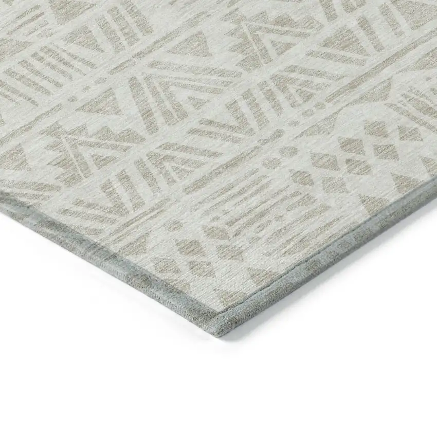 Ivory And Beige Southwestern Washable Indoor Outdoor Area Rug Photo 5