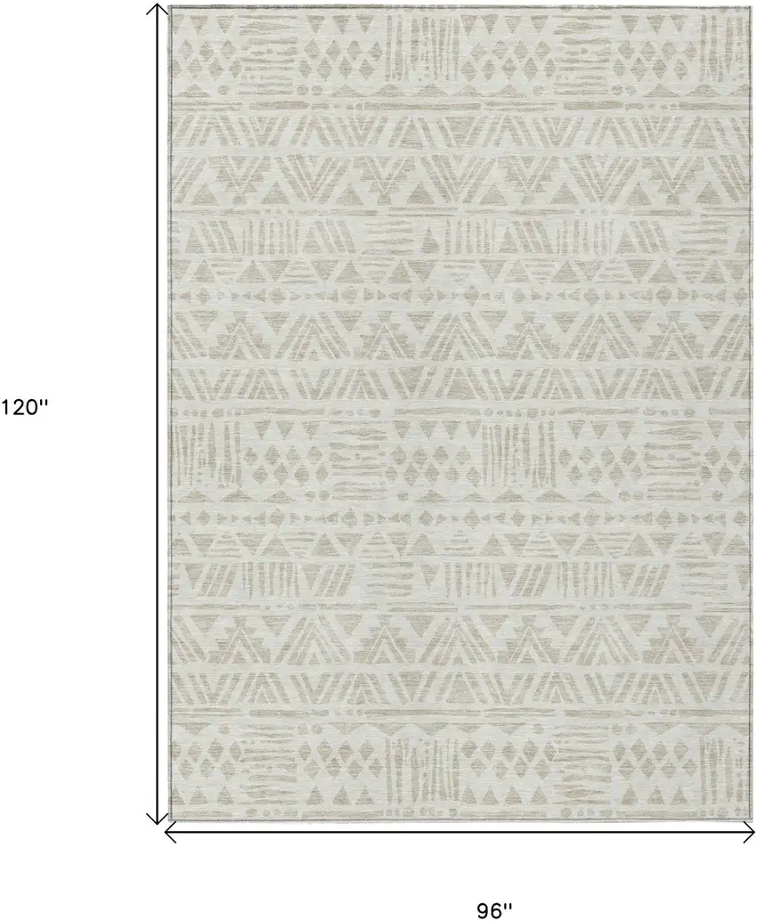 Ivory And Beige Southwestern Washable Indoor Outdoor Area Rug Photo 3