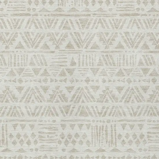 Ivory And Beige Southwestern Washable Indoor Outdoor Area Rug Photo 6