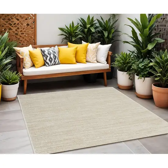 Beige And Ivory Square Indoor Outdoor Area Rug Photo 1