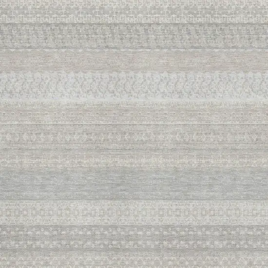 Ivory And Beige Striped Washable Area Rug With UV Protection Photo 4