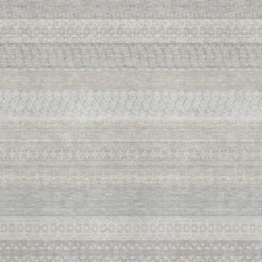 Ivory And Beige Striped Washable Area Rug With UV Protection Photo 3