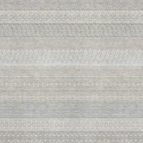 Ivory And Beige Striped Washable Area Rug With UV Protection Photo 3