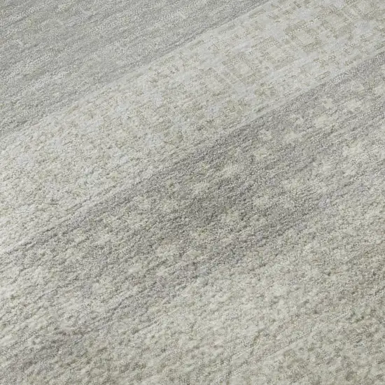 Ivory And Beige Striped Washable Area Rug With UV Protection Photo 9