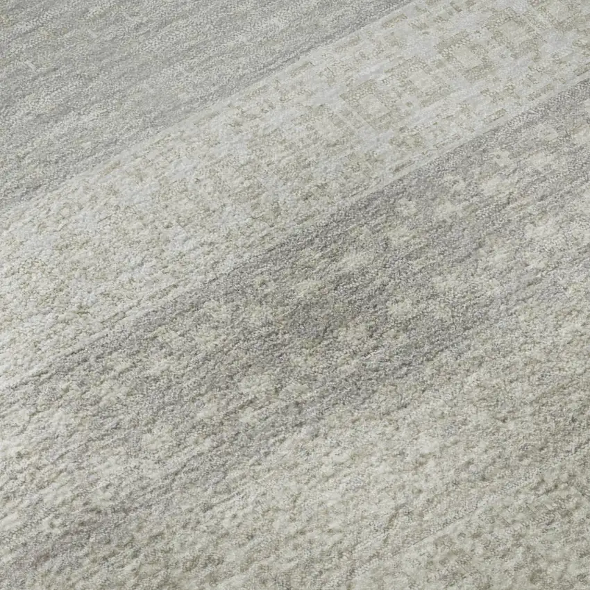 Ivory And Beige Striped Washable Area Rug With UV Protection Photo 9