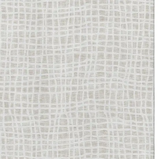 Ivory And Beige Striped Washable Area Rug With UV Protection Photo 3