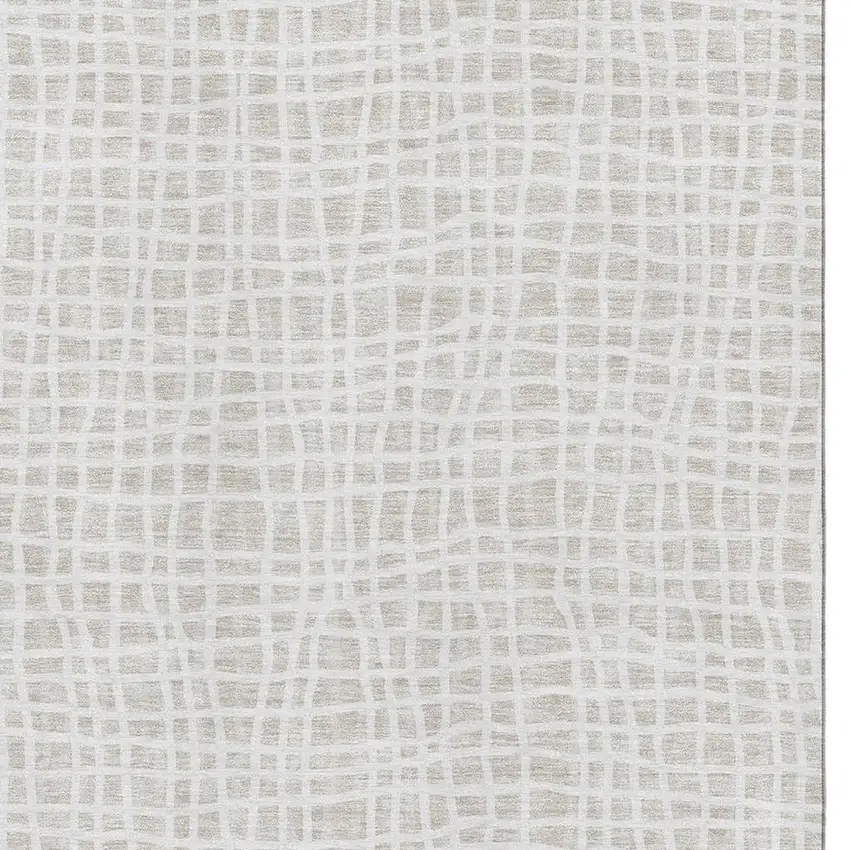 Ivory And Beige Striped Washable Area Rug With UV Protection Photo 3