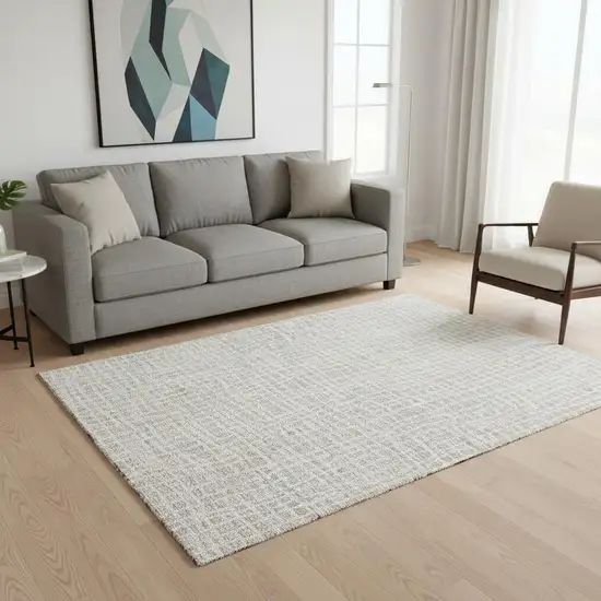 Ivory And Beige Striped Washable Area Rug With UV Protection Photo 2