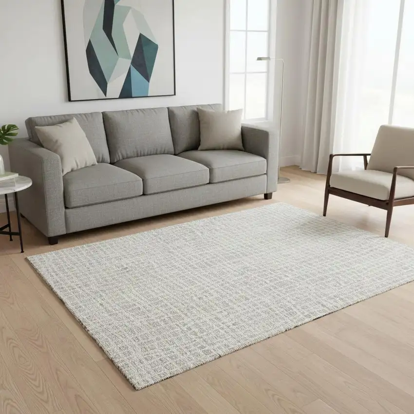 Ivory And Beige Striped Washable Area Rug With UV Protection Photo 2