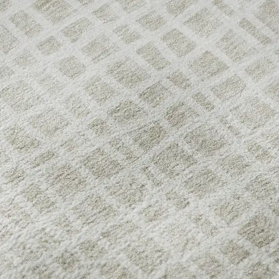 Ivory And Beige Striped Washable Area Rug With UV Protection Photo 9