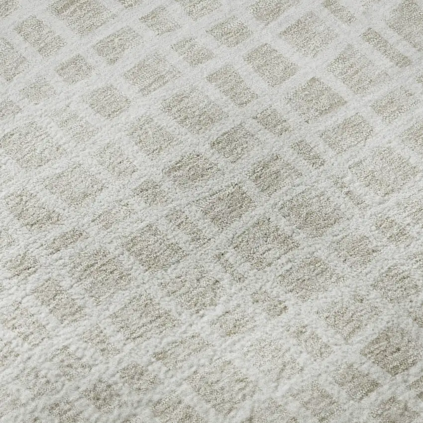 Ivory And Beige Striped Washable Area Rug With UV Protection Photo 9