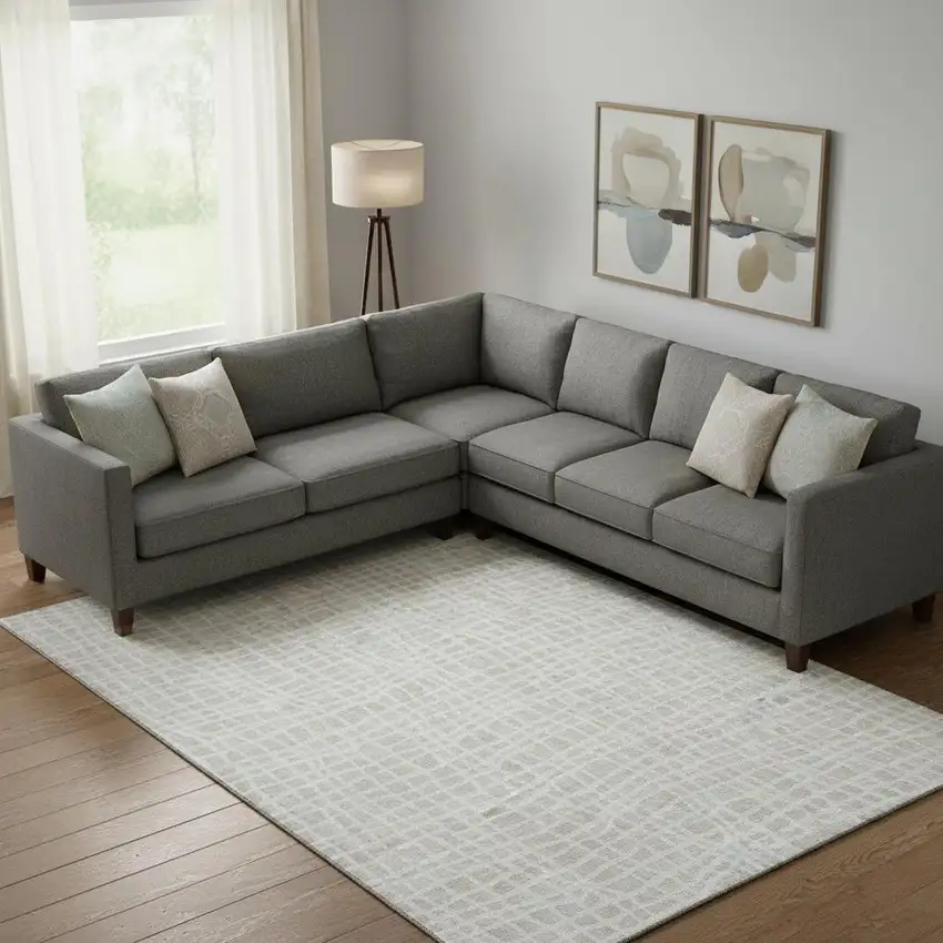 Ivory And Beige Striped Washable Area Rug With UV Protection Photo 1