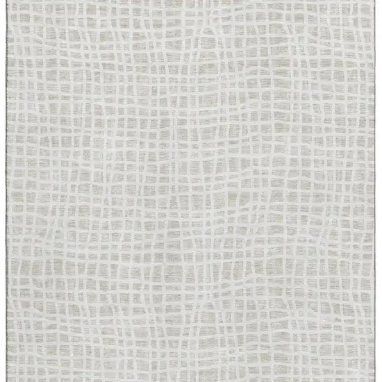 Ivory And Beige Striped Washable Area Rug With UV Protection Photo 3