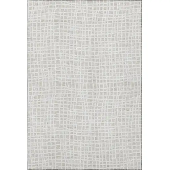 Ivory And Beige Striped Washable Area Rug With UV Protection Photo 3