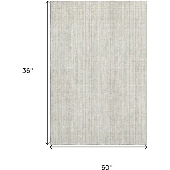 Ivory And Beige Striped Washable Area Rug With UV Protection Photo 3