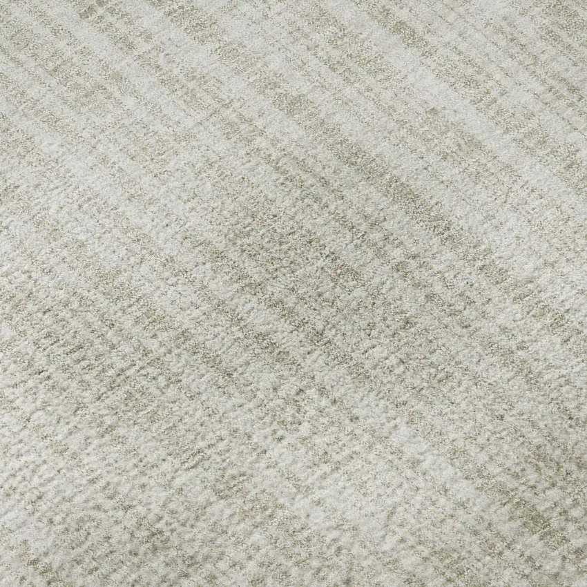 Ivory And Beige Striped Washable Area Rug With UV Protection Photo 1