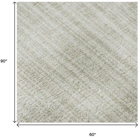 Ivory And Beige Striped Washable Area Rug With UV Protection Photo 8